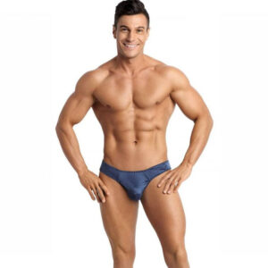 Anais Elegante Blu L (42) - Perizoma Uomo Navale Blu Navy Tulle Rig...