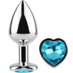 Plug Anale con Diamante Cuore Blu Piccolo 7 Cm in Alluminio - Secre...