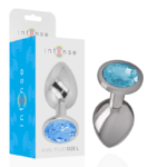 Plug Anale con Diamante Blu 9X4 Cm Metallo Taglia L - Intense Blu 9...