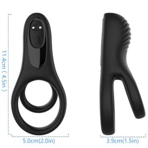Anello Vibrante Doppio per Pene 9 Modalità Nero Silicone - Armony N...