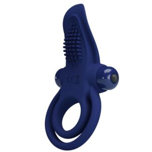 Anello Vibrante Doppio per Pene 10 Vibrazioni Blu Silicone - Pretty...