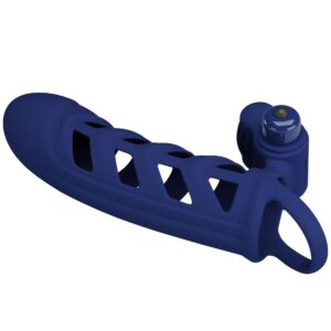 Anello Vibrante con Guaina in Silicone Blu 13,5 Cm - Pretty Love Bl...
