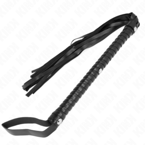 Frusta Bdsm Manico Lungo 60 Cm Pelle Nera - Kink Nero 60.0 Cm