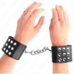 Polsini Bondage in Pelle Neri con Borchie Regolabili 19-24 Cm - Kin...