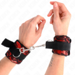 Kink Rosso 10.0 Cm - Polsini Bondage Regolabili Rosso Nero in Tessu...