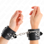 Polsini Bondage in Pelle Neri Regolabili 17-28 Cm - Kink Nero 10.0 Cm