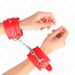 Polsini Bondage Regolabili Rosso Pelle Sintetica 20-23 Cm - Kink Ro...