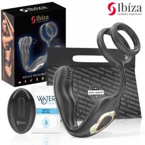 Ibiza Nero - Anello Vibrante Multifunzione con Plug Anale Rotante e...
