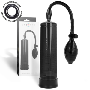 Pompa per il Pene 20 Cm con Anello Incluso Nera Abs Silicone - Inte...
