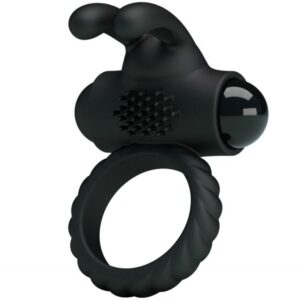 Anello Vibrante Eudora con Stimolatore Nero 8.0 Cm - Pretty Love