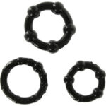 Set di Tre Anelli per Pene Neri Nero 18.0 Cm - Seven Creations
