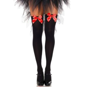 Calzamaglia in Nylon Nero con Fiocco Rosso Taglia Unica Elegante Ro...